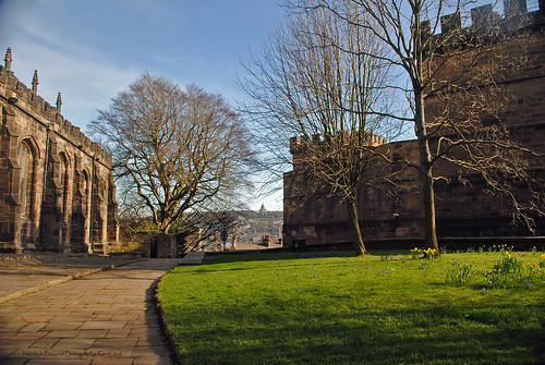lancaster castle green grass lawn scenery cathedral scenic view trees england