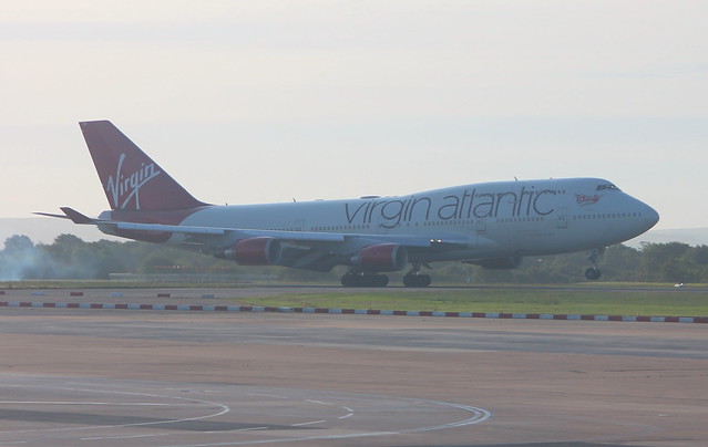 Virgin Atlantic G-VROM  Boeing 747-443 arrival at Manchester MAN England UK