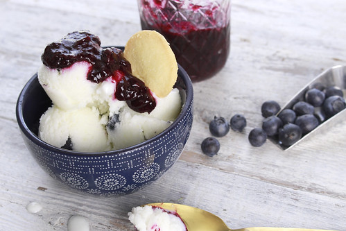 Lemon Buttermilk Ice Cream with Blueberries