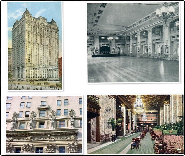 Detroit Michigan - Cadillac Hotel - The Westin Book Cadillac Detroit - Lobby  - Building  -  Ballroom - Statues - Vintage  photos