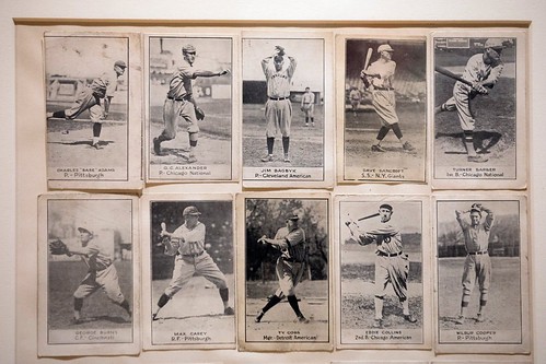 Baseball cards displayed at MOMA
