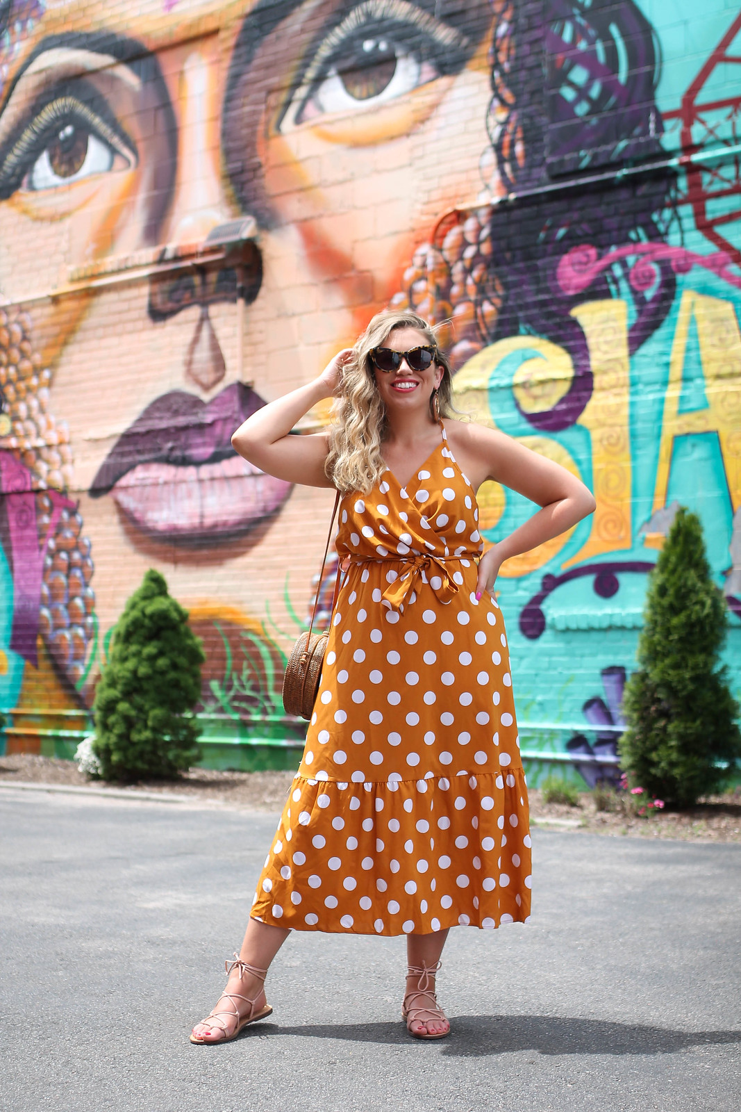25 Polka Dot Dresses Under $25 That Will Make You Reach for your Wallet | Shein Ginger Polka Dot Ruffle Hem Belted Cami Dress | Coney Island Brooklyn New York Photo Ideas 