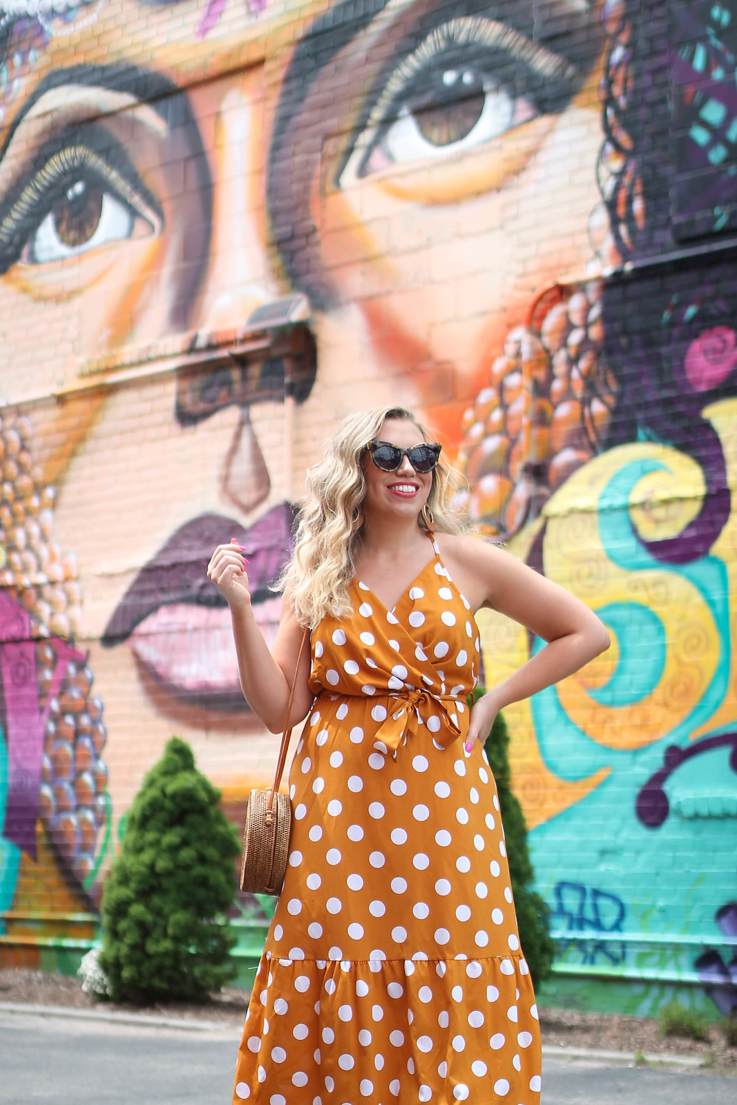 25 Polka Dot Dresses Under $25 That Will Make You Reach for your Wallet | Shein Ginger Polka Dot Ruffle Hem Belted Cami Dress | Coney Island Brooklyn New York Photo Ideas 