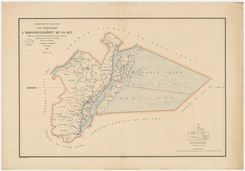 1885 Cochinchine française. Plan topographique de l'arrondissement de Sa Dec