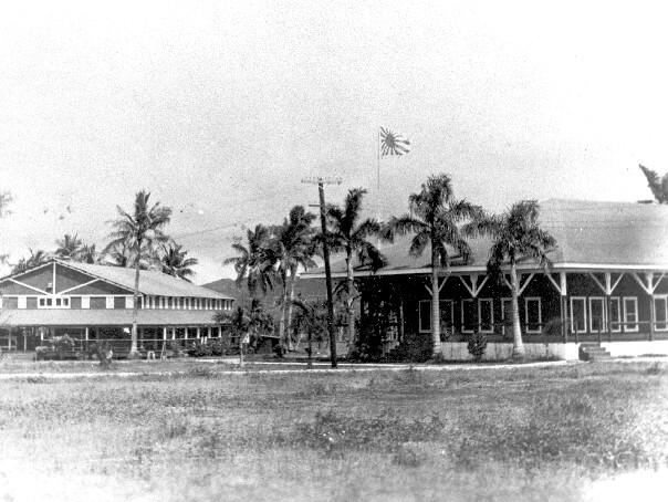 Japanese flag over the Marine Barracks in Sumai. Photo courtesy of the War in the Pacific.