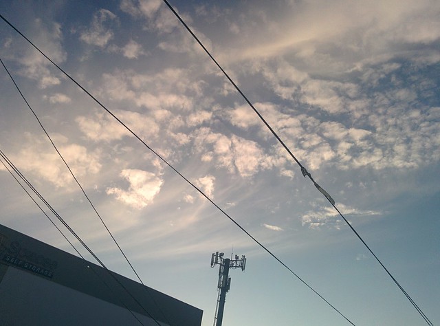 Looking west, Dupont at Bartlett #toronto #dovercourtvillage #dupontstreet #bartlettavenue #blue #sky #clouds #evening #latergram