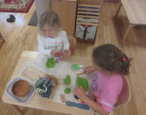 patterns in green play dough
