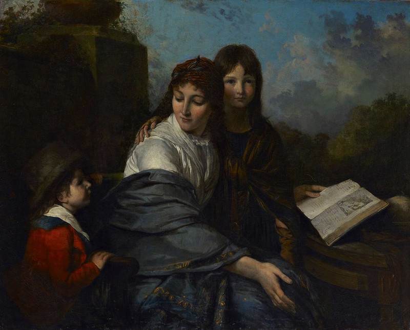 Jean-Pierre Saint-Ours (1752-1809) - La Lecture de la fable, portrait de la femme de l'artiste, née Madeleine-Hélène Bois de Chêne (1769-1836) et de ses neveux