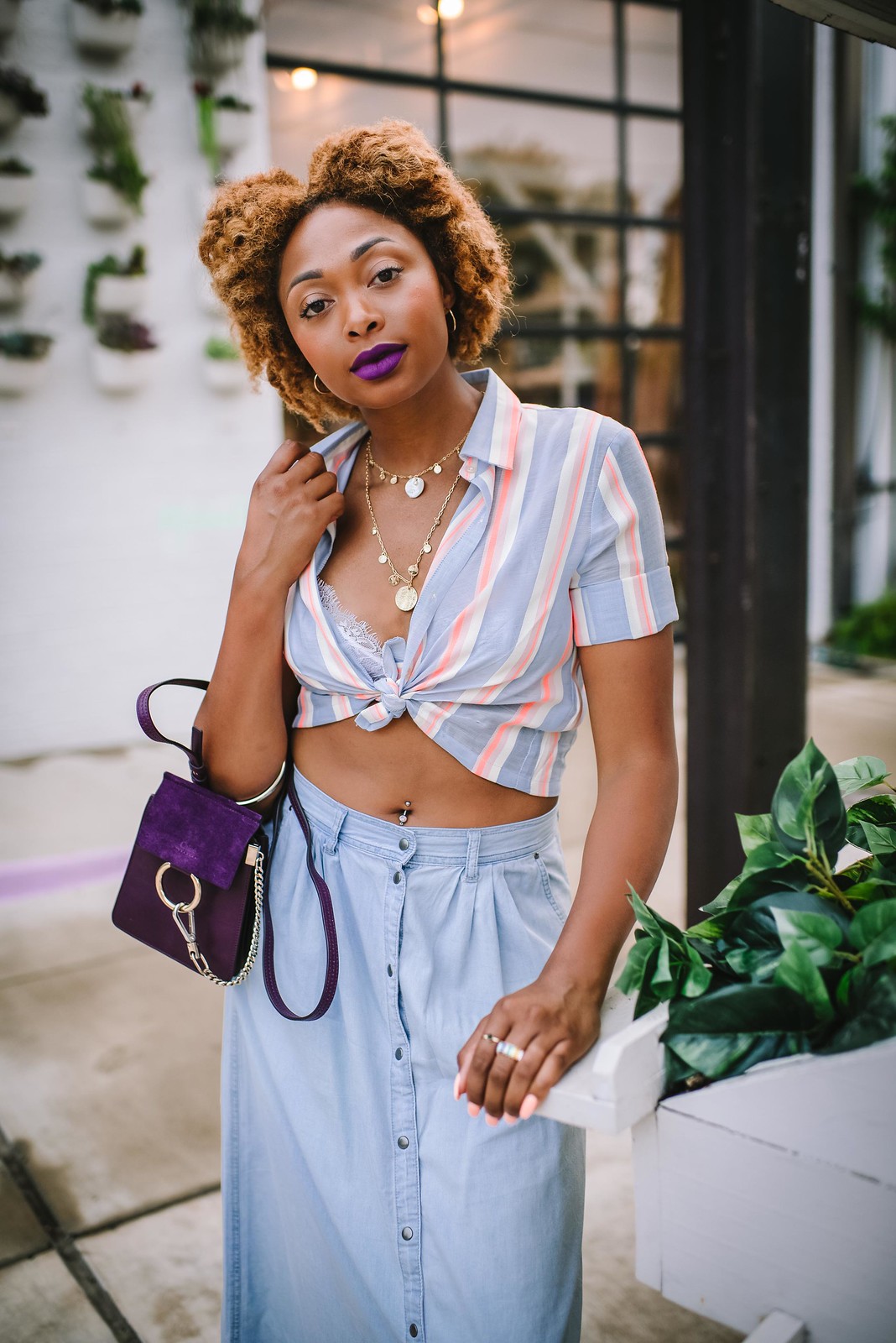 How to Style A Chambray Button Front Maxi Skirt