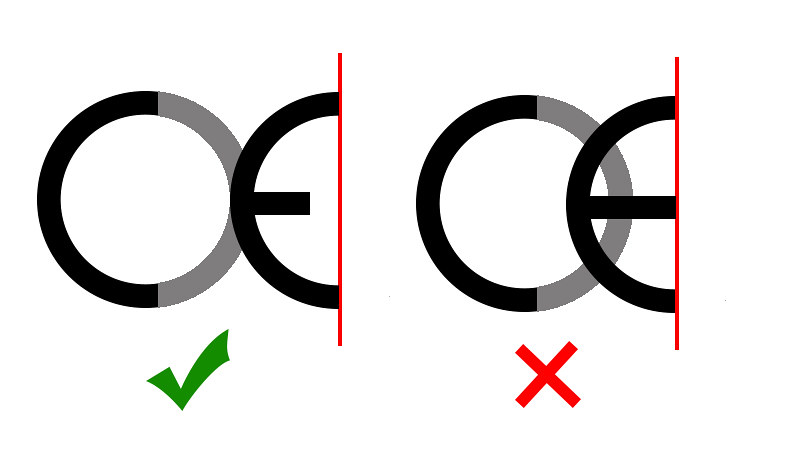 Correct and incorrect CE marks: