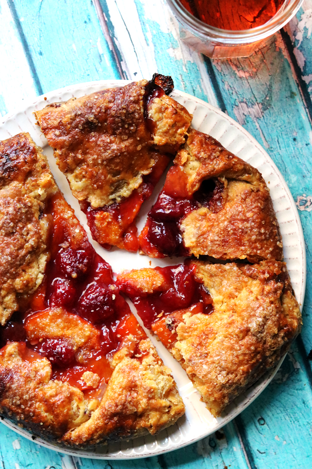 Apricot, Raspberry, and Rose Galette