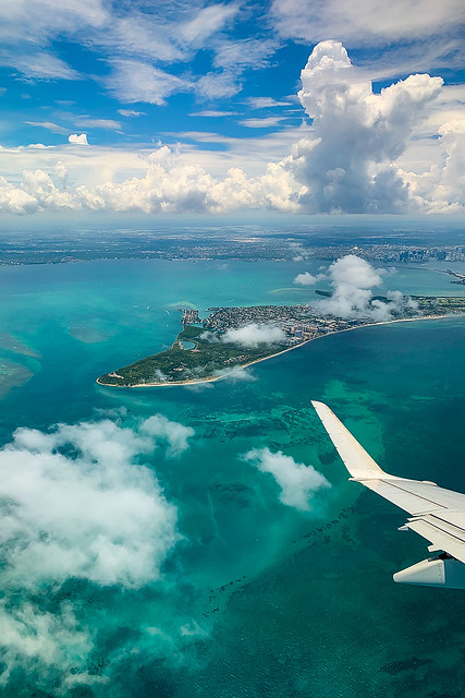 Flying over Miami, Florida