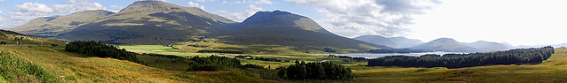 Panorama from Loch Tulla viewpoint. Argyll and Bute, Scotland.