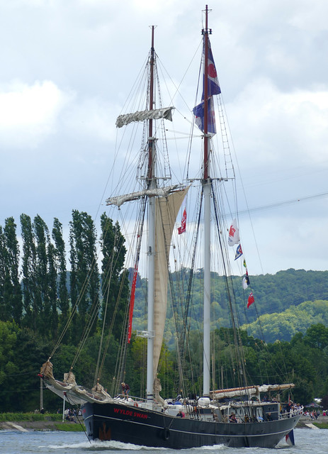 The Wylde Swan on the last day of the Rouen Armada 2019, on the River Seine from Rouen to Le Havre ...