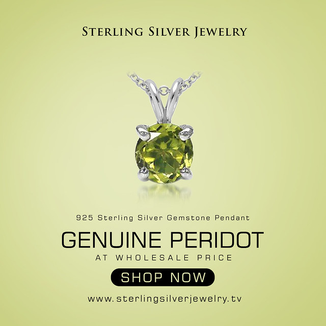0.65ctw Genuine Peridot & Solid .925 Sterling Silver Gemstone Pendant