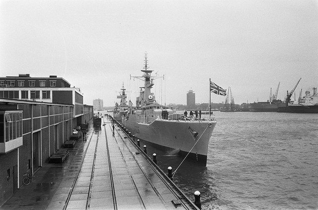 HMS Plymouth (F126) berthed in Amsterdam February 15th 1947.