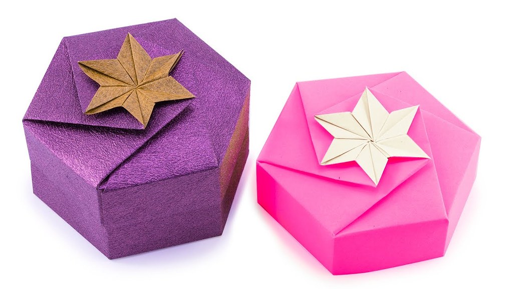 Origami Hexagonal Gift Box Tutorial 1 Sheet DIY Paper