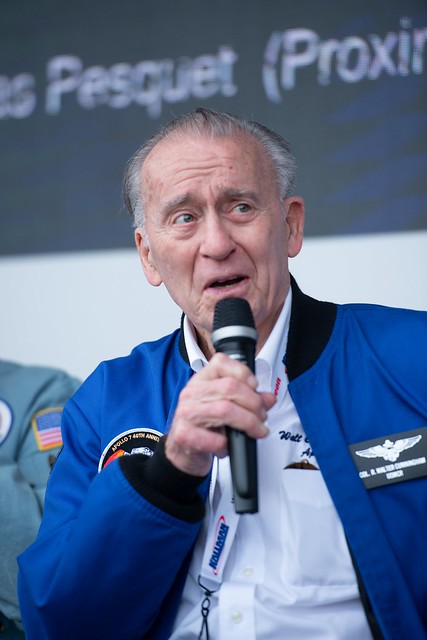 NASA Apollo astronaut Walt Cunningham on the ESA stand at Le Bourget