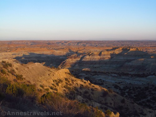 The badlands right at sunrise at Angel Peak Scenic Area, New Mexico