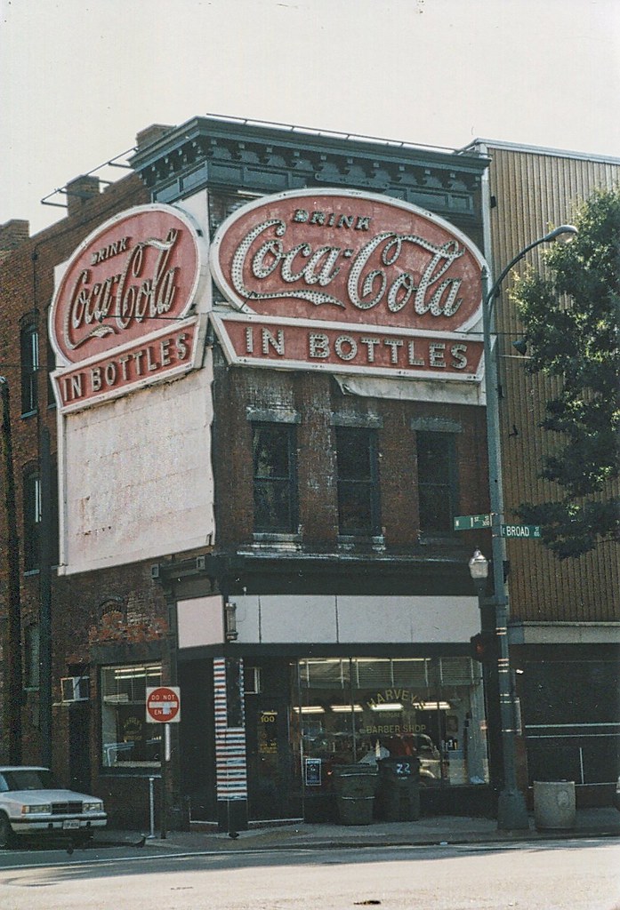 Richmond Virginia - Harvey's Progressive Barber Shop - Drink Coca Cola - Neon Flashing Sign - Photo - 2001