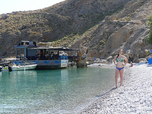 Madeline on Glyka Nera Beach in Greece