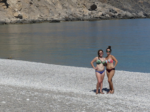 Madeline & Emily on Glyka Nera Beach on Crete