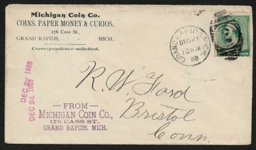 12_21_1888 Michigan Coin envelope