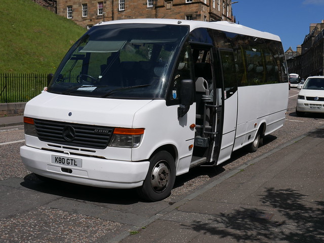 Gallagher's Travel of Fulham Mercedes Benz O816D Indcar Wing K80GTL at Johnston Terrace, Edinburgh, on 28 May 2019.