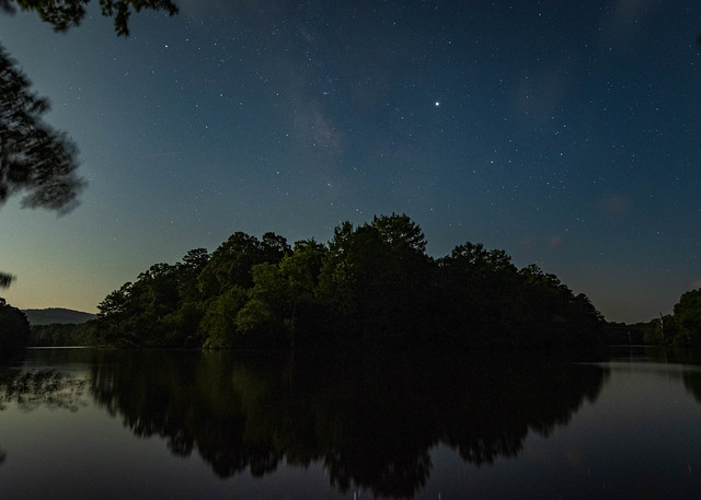 Milky Way and Moonrise over Sleepy Hollow. Arkansas. 2019.