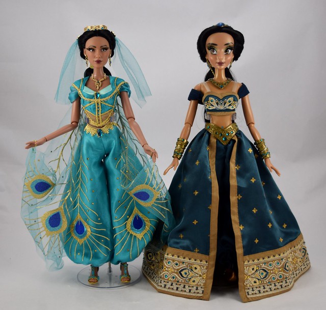2019 Live Action Turquoise Jasmine vs Animated Teal Jasmine Limited Edition Dolls - Side by Side
