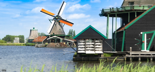 Panoramicview Of A Mill At The Zaanseschans