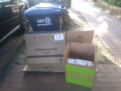 Amazon Prime Pantry and Hello Fresh boxes in recycling, Capitol Hill