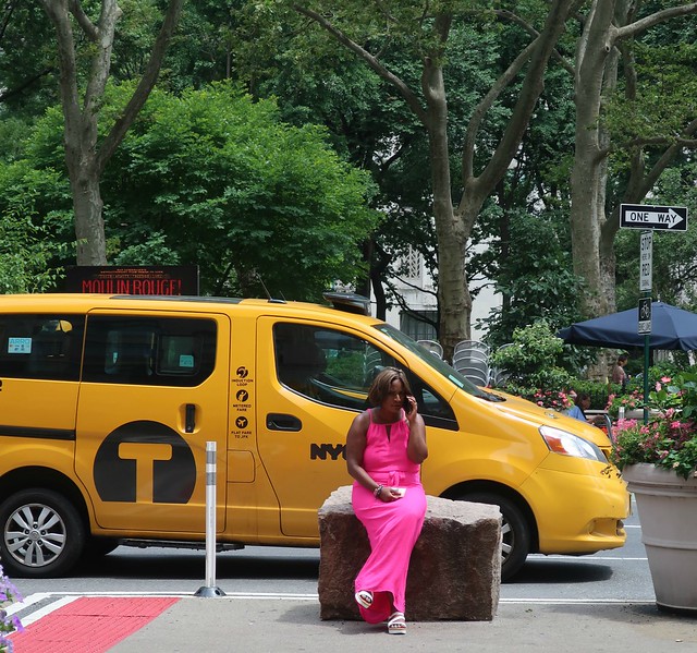 Postcards from New York - Yellow Cab and Hot Pink Dress