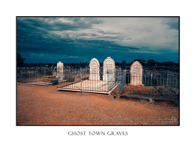 Graves of the outback desert  under an impending storm