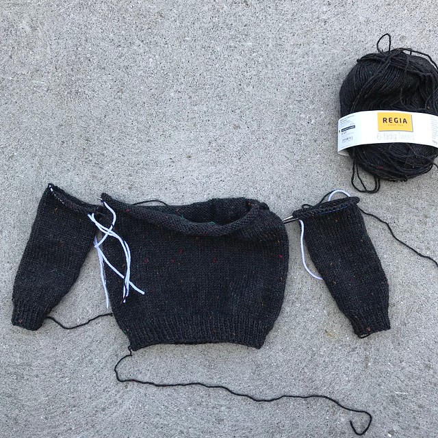 Working on my Dog Star sweater outside earlier this week!