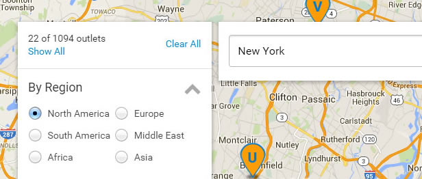 Store Locator Filter by Regions