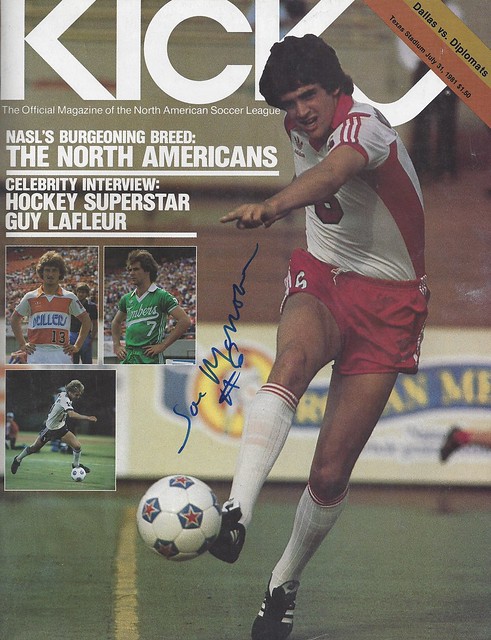 July 31, 1981, NASL KICK Magazine, Dallas Tornado vs Washington Diplomats, Texas Stadium, Irving, Texas - Signed by Joe Morrone Jr