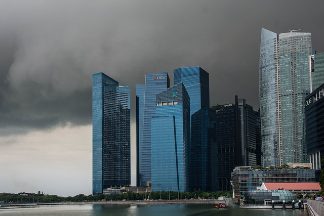 Storm Clouds and Financial District Buildings, Marina Bay, Singapore