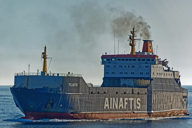 Cargo Ship Enters Harbour ( Myrina Town - Lemnos) Panasonic TZ200