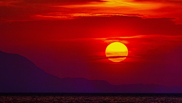 The Setting Sun &  Mount Athos ( View from Myrina - Limnos - Greece) Panasonic Lumix TZ200 (1 of 1)