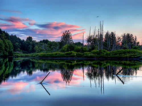 washingtonstate pacificnorthwest skokomishriver sunset clouds river reflections trees