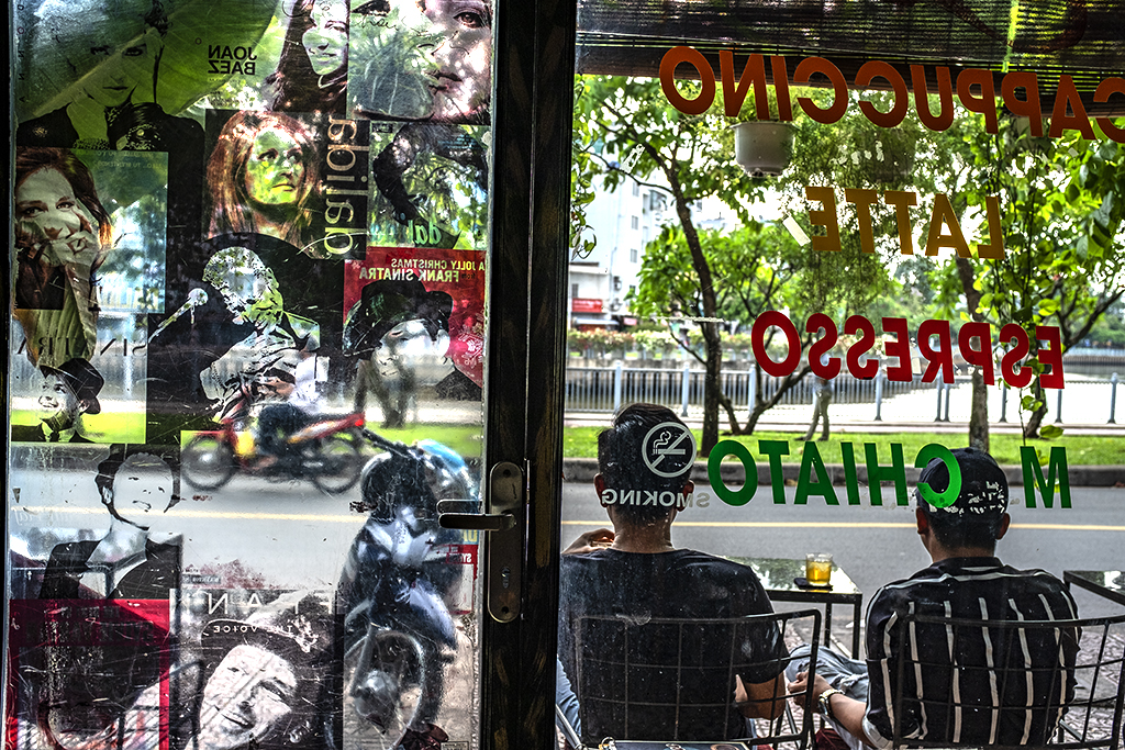Frank Sinatra on a Tan Dinh cafe door--Saigon
