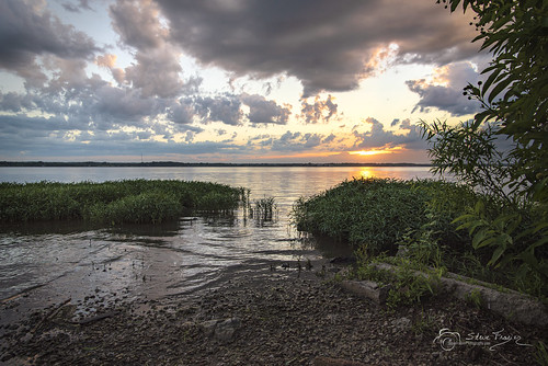 nauvoo parleystreet trailofhope illinois il mississippiriver water shore shoreline stevefrazierphotography photographer historic scene scenic waterscape landscape sunset clouds cloudy sky weeds shallow beautiful summer