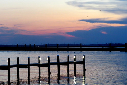 virginia assateague chicoteague sunset clouds dock