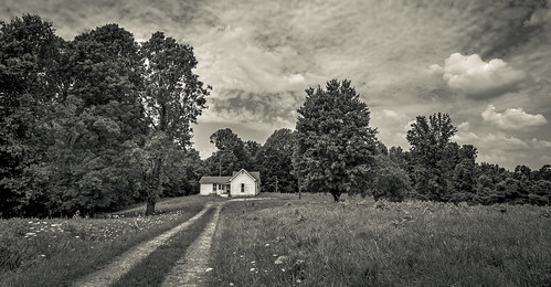 abandoned farm house gravelroad sky clouds bw bobbell nikon d750