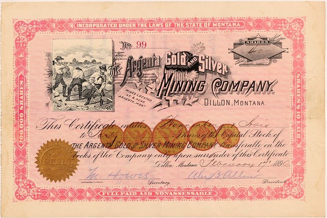 Argenta Stock Certificate