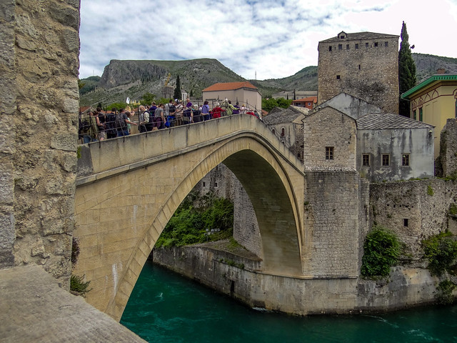 A close up shot of Stari Most Bridge in Mostar, Bosnia-Herzegovina