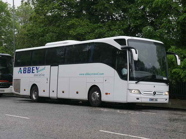 Abbey Travel of Erith Mercedes Benz Tourismo BN17JHL at Regent Road, Edinburgh, on 30 May 2019.