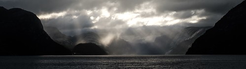 fujifilm xt2 fujinonxf35mmf14r light shadow sun sunlight ray rays clouds cloudy weather landscape nature outdoor water mountain mountains mist fog haze lysefjord fjord stavanger rogaland norway norge