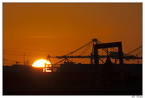 sunrise zonsopkomst industrie industrial industriallandscape rotterdam haven kranen cranes container nikond2x
